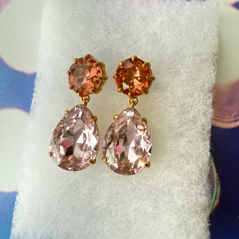 J. Crew Gold and Pink Crystal Earrings